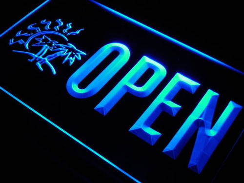 OPEN Tanning Shop Tan Palm Tree Neon Light Sign